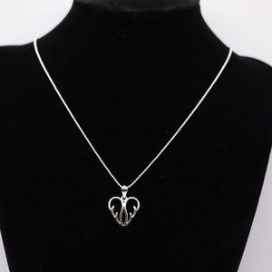 925 Sterling Silver Genuine Beads Necklace with Silver Heart Wings Pendant